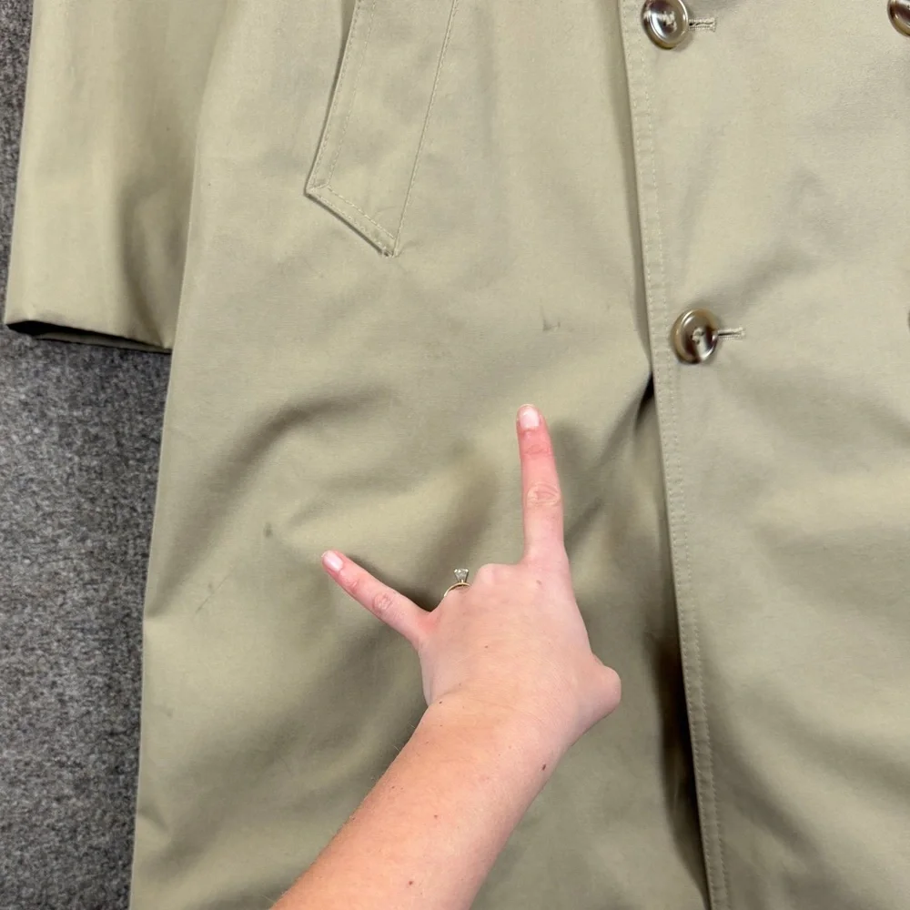 Misty Harbor Long Double Breasted Belted Trench Coat Mens 44 Removable Fur Liner - Picture 8 of 12